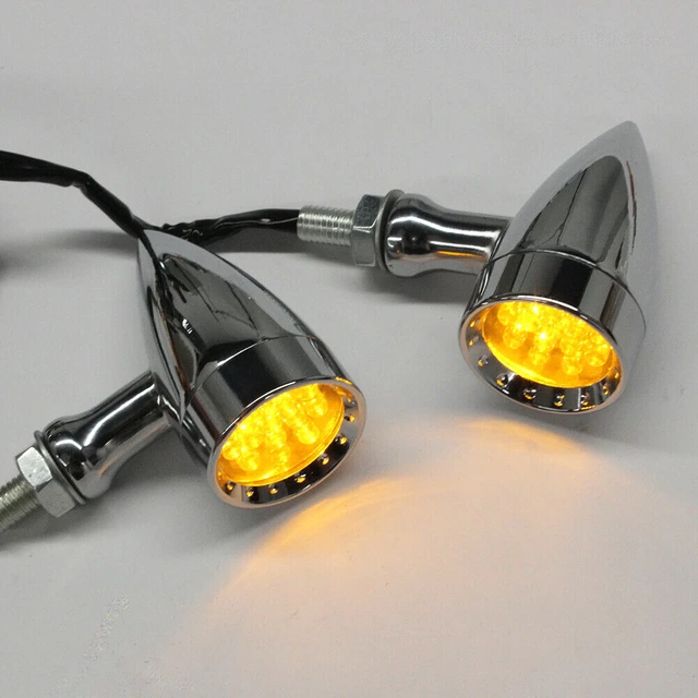 Clignotant LED de moto pour Harley Davidson, ambre chromé, clignotant de  frein, lampe de signalisation, éclairage et immunité - AliExpress