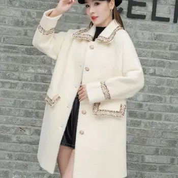 

Imitation Mink Cashmere Loose Sweater Knitted Cardigan Women's Spring Autumn Wool Long Coat Korean coat