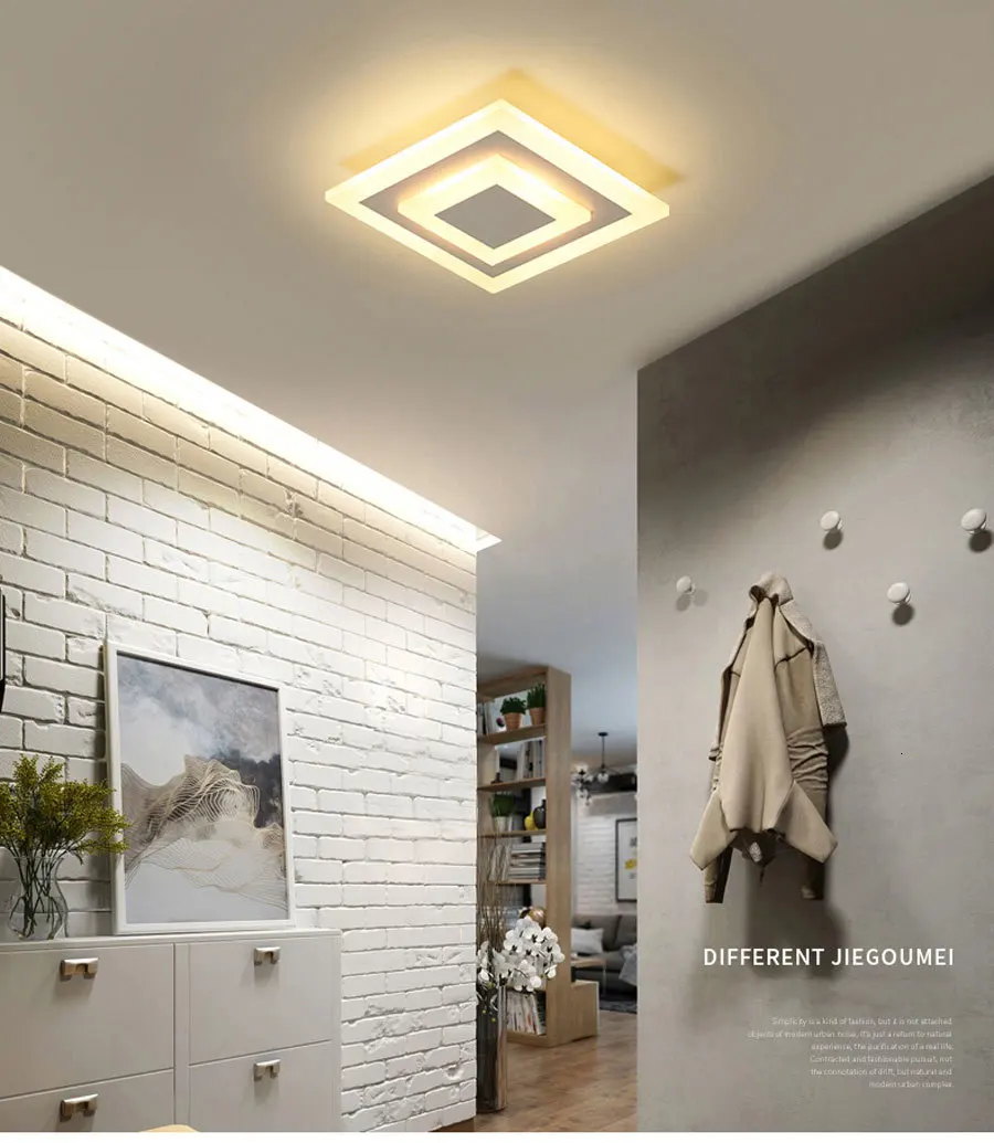 Потолочный светильник, Современная LED-лампа для освещения коридоров для ванной комнаты, гостиной, Круглый квадратный железный светильник, декоративные светильники, Lamparas De Techo