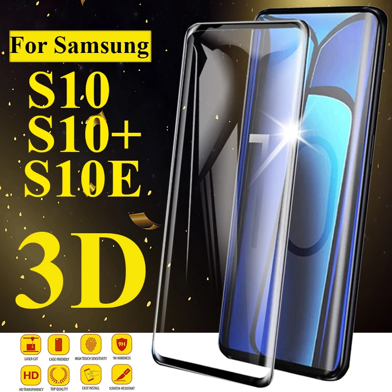 

3D Protective glass on for samsung galaxy s10 plus s10e screen protector s8 s9 plus s 8 9 10 e tempered glas armor cam film trem