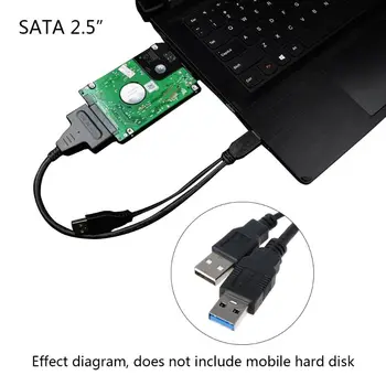 

USB 3.0 to SATA3 22Pin Data Power Cable Adapter Converter for HDD 2.5 Inch Hard Disk Disc Driver