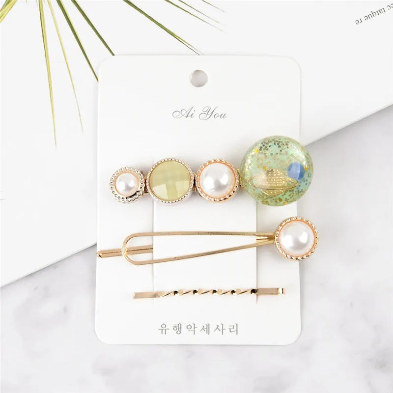3Pcs/Set Metal Pearl Baby Girls Headclips Fashion Women Hair Clips Pins Kids Headwear Infant Cute Photo Hair Accessories 6CM - Color: 04