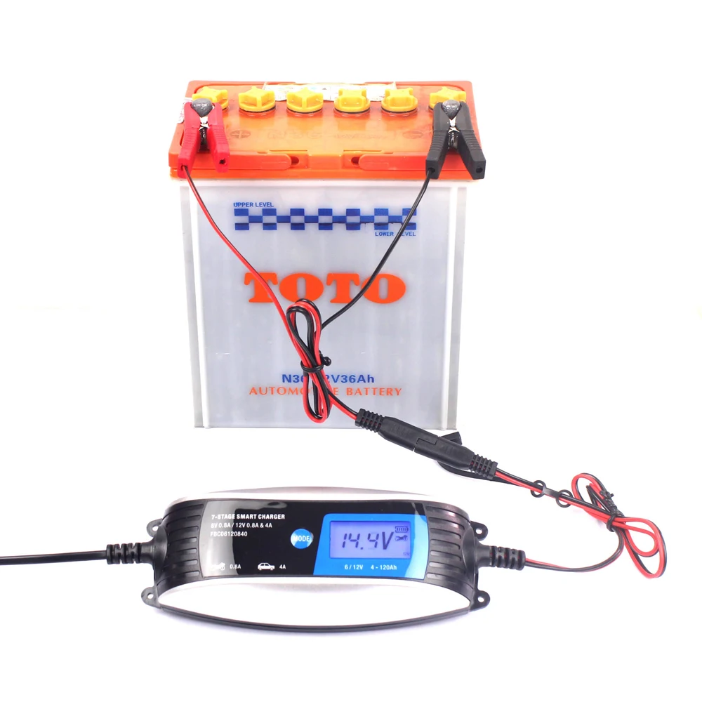 

180-260V To 12V 0.8A/4A 6V 0.8A Full Automatic Car Battery Charger LCD Intelligent Charging for car motorcycle