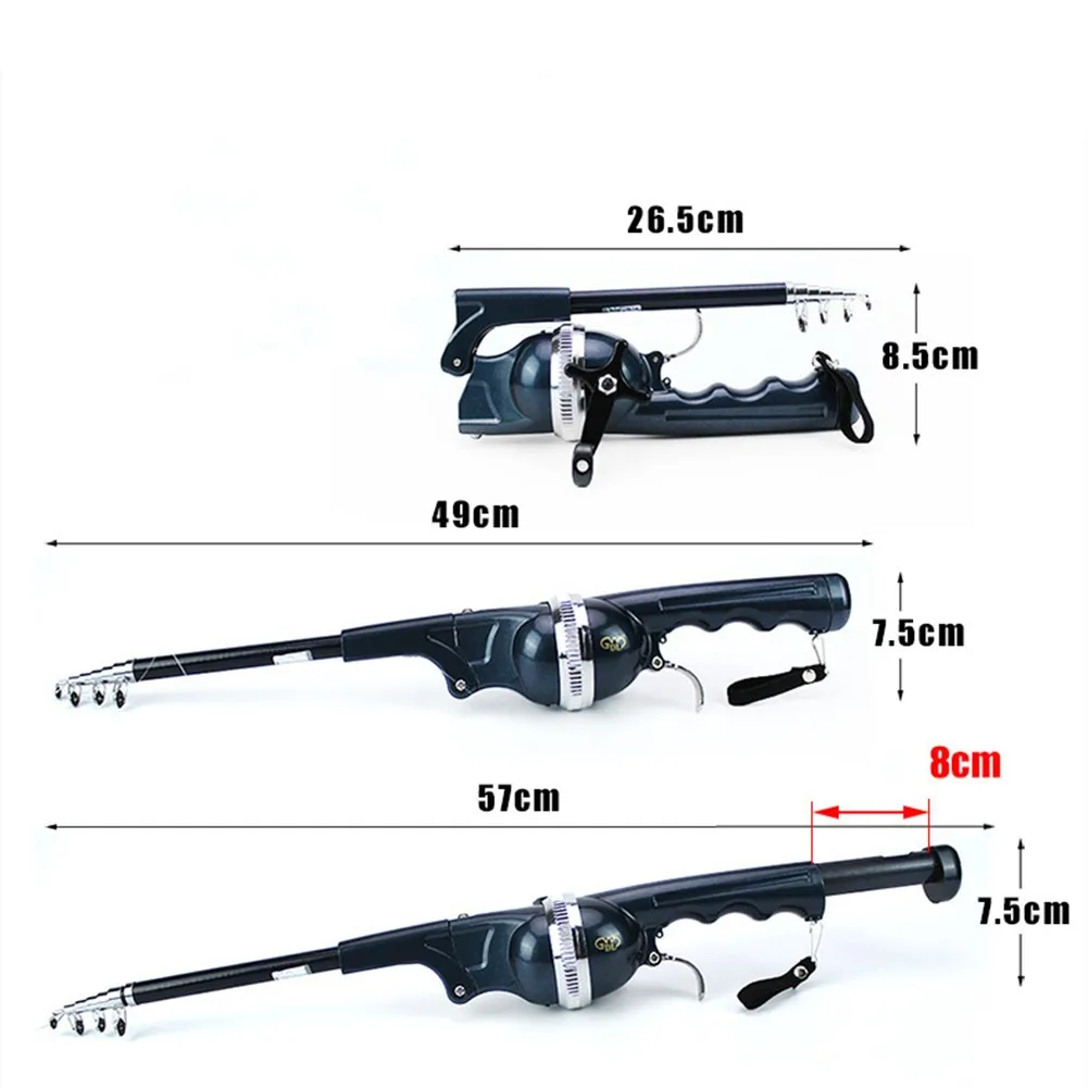 Vara de Pesca Carretel com Linha de Pesca para a Pesca Dobrável Mini Haste Telescópica Pólo Durável Portátil Epóxi 134cm 4 Varas de pescar