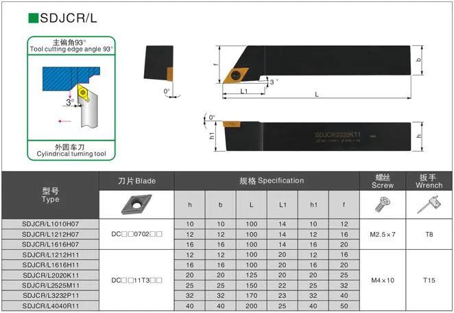 SDJCR1010H07 SDJCR1212H07 SDJCR1616H07 SDJCR2020K07 Internal Turning Tool Holder For Carbide insert DCMT070204 Turning insert ball end mill