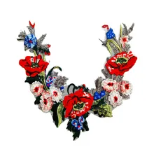 3D вышитое цветочное кружево вырез воротник ткань DIY ручной воротник свадебное украшение из накладок кружева Шитье