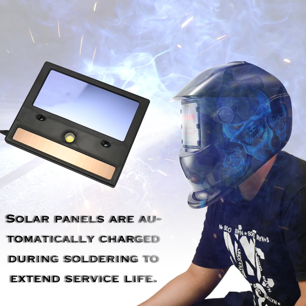 

Hot Professional Solar Energy Large Window Welding Mask Cap Weld Helmet with LED Light and 2pcs Arc Sensors