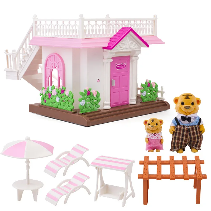 Forest Family Little Houses For Girls Villa Country House 1:12 Simulation Miniature Dollhouse Accessories Dolls For Girls Gift 6