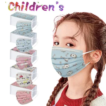 

50pc Children Masks Disposable Print Face Mask 3ply Ear Loop Mascarillas Facial Maske Face Cover Unisex Unwashable Mouth-mask