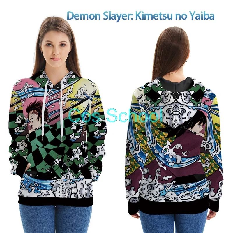 Cos School Demon Slayer: Kimetsu no Yaiba толстовки Tanjirou Kamado для косплея цветные свитера с