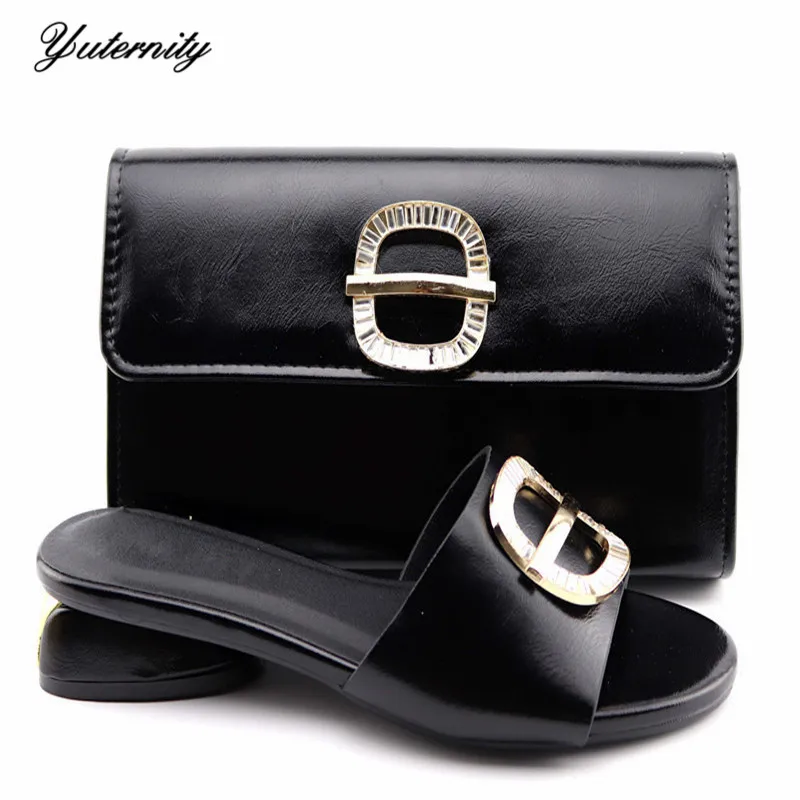 Yuternity/комплект из женской обуви и сумочки в нигерийском стиле из PU искусственной кожи; вечерние туфли и сумочка в комплекте; коллекция года; модный дизайн; обувь на среднем каблуке и сумка в комплекте