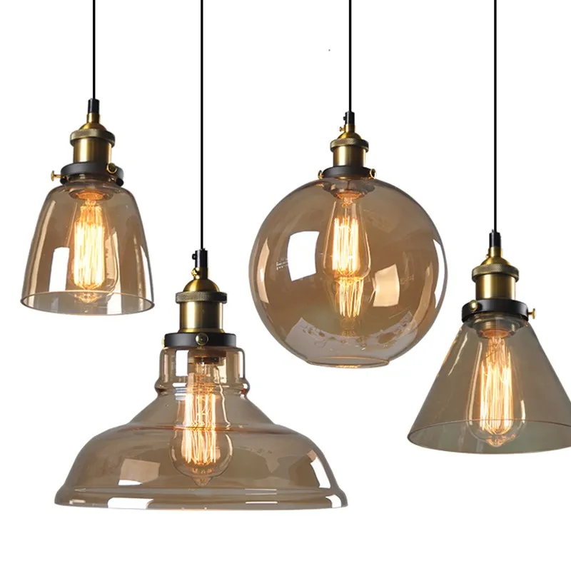 Ceny Lampy wiszące w stylu vintage szklany wisiorek lampy Loft przemysłowe lampa wisząca Smoky szary Lamparas De Techo Colgante nowoczesny połysk wiszący