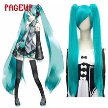 Pageup женский Sythetic длинный прямой конский хвост шнурок захват волос Косплей парик аниме черный озеро синий косплей парик