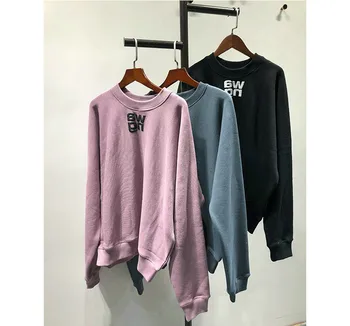 

Loose Round O Neck Pullover with Letter Logo Print Women's Long Sleeve Top Sweatshirt A2