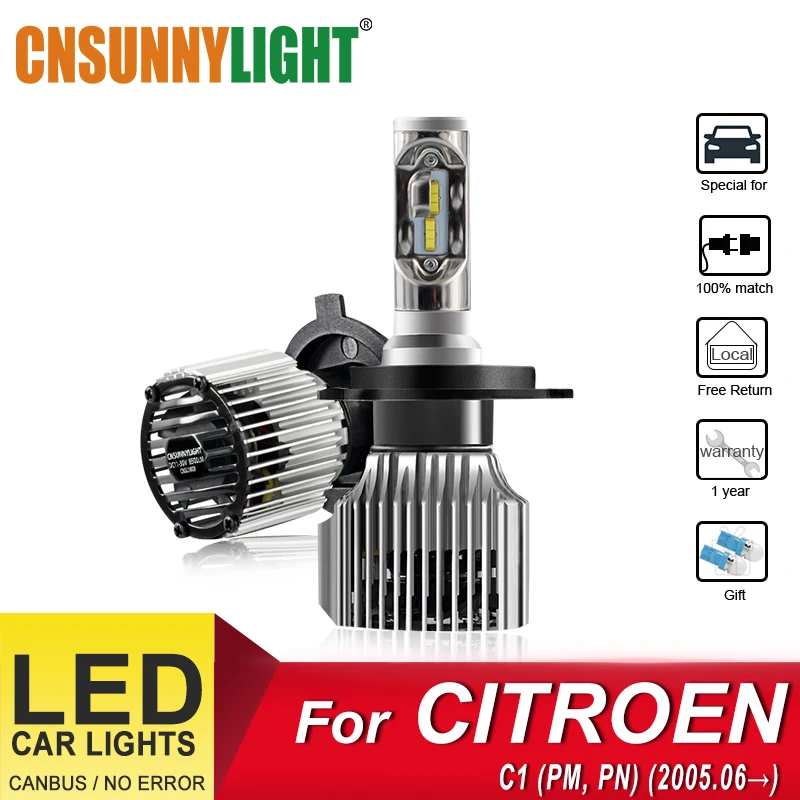 

CNSUNNYLIGHT LED Automobile Headlight Bulbs For CITROEN C1 PM, PN From 2005.06 Foglamp Bulb Headlamp H4 Hi/Lo Fan-Styling Lights