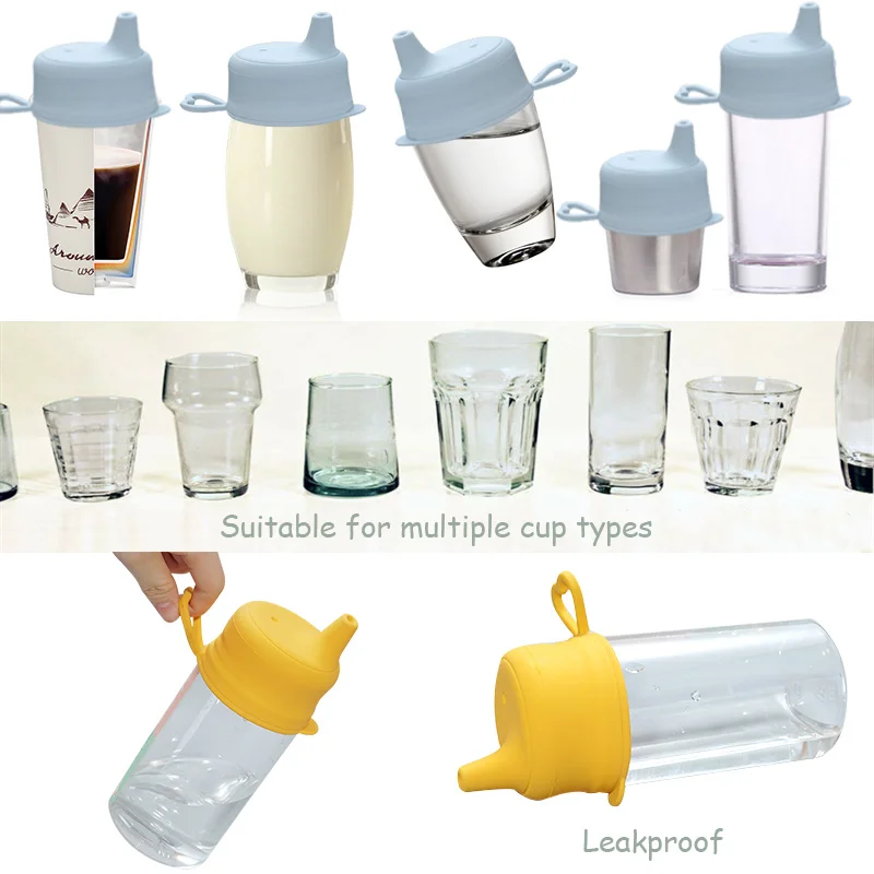 Portable Drinkware Cup Cover Fashion Baby Drinkware Sippy Cups Spill-proof Cap Nozzle Soft Water Bottle Mouth cover 3
