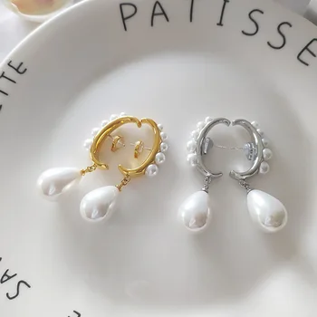 

Pearl Earrings Large Elegant Shell Pearl Ear Pendant Earrings