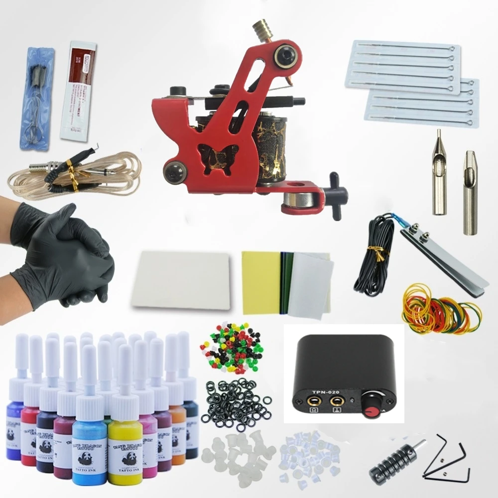 

Tattoo Kit 20 Colors Tattoo Ink Sets Machines Set Black Power Supply Needles Permanent Make Up Professional Tattoo Kit