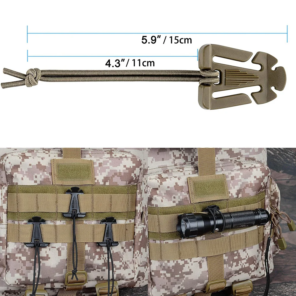 Kit of 25 Molle Accessories Kit Attachment D Ring Grimloc Locking Gear Clip Webbing Strap Tactical Backpack Web Elastic String molle accessories