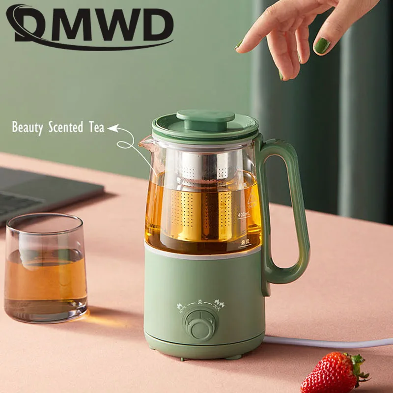 DMWD Household Mini Health Preserving Pots Electric Kettle Grass Water Heater Cup Milk Dessert Heating Pot Slow Cooker 500ml EU