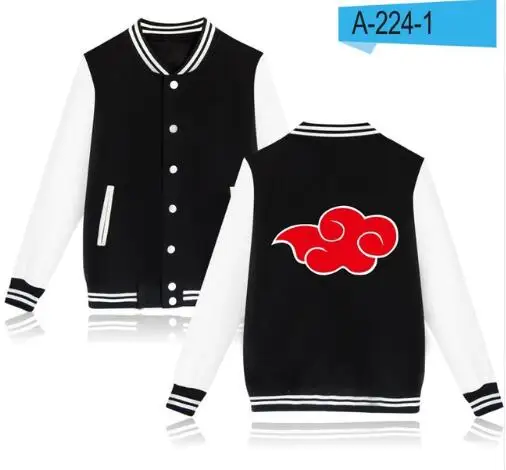 Black and White Новая куртка Наруто бейсбольная куртка для мужчин и женщин Harajuku Толстовка пальто Зимние куртки аниме Наруто монолитная куртка с Наруто для мужчин - Цвет: Black and White
