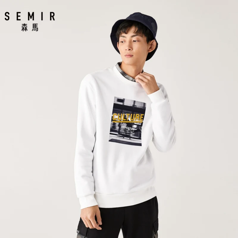 SEMIR флисовая толстовка мужская зима свободный Флокированный пуловер толстовки удобные красивые Корейская версия хлопок повседневные