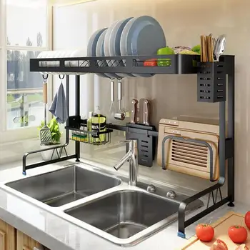 

Kitchen Shelf Sink Above The Bowl Chopsticks Drain Dishes Sink Shelf Stainless Steel Household Goods
