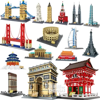 

World's Famous Architecture Louvre Pyramid Big Ben Of London Compatible Lepining Building Blocks Construction Bricks Kids Toys