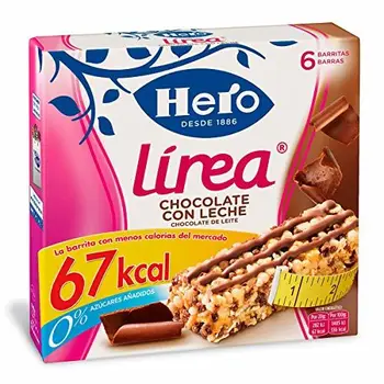 

Hero Línea Barritas de Cereales Integrales con Chocolate con Leche con Solo 67 Calorías Sin Azúcares Añadidos Pack de 5 cajas de