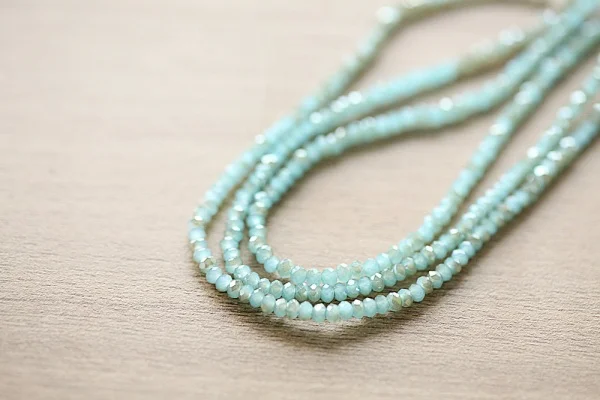 Electroplate Glass Beads - 80 pcs Light Sea Green Half Plated Faceted Crystal Rondelle Loose 3x2mm | Украшения и аксессуары