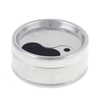 

Silver stainless steel rotatable lid cigarette ashtray 9.7 cm