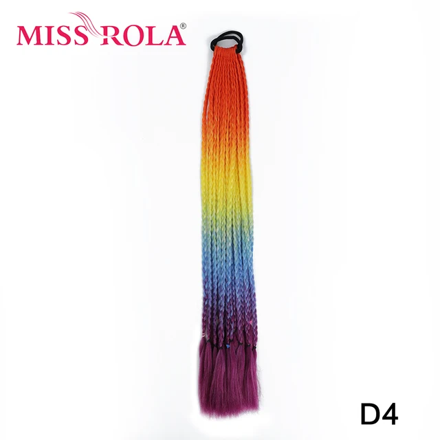 Synthetic Chignon Hair 60cm Hair Color Gradient Dirty Braided Ponytail Women Elastic Hair Rubber Band Hair Accessories Headband D4