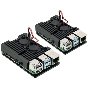 

2 Pieces Raspberry PI 4 Aluminum Case with Dual Cooling Fan Aluminum Alloy Case Compatible with Raspberry Pi 4 and Pi 4 Model B