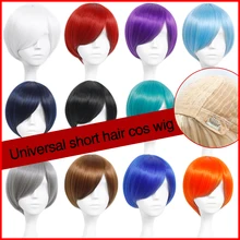 MUMUPI Синтетические прямые короткие парики с челкой синий золотой красный черный белый фиолетовый розовый зеленый коричневый косплей парик женский