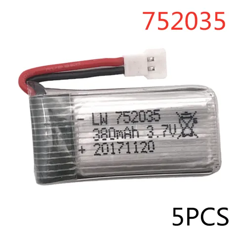 37V 380mAh 752035 Lipo Battery For Hubsan X4 H107 X5 H107L H107D JD385 JD388 RC Aircraft RC Quadcopter Parts 2pcs to 5 pcs 37V 380mAh 752035 Lipo Battery For Hubsan X4 H107 X5 H107L H107D JD385 JD388 RC Aircraft RC Quadcopter Parts 2pcs to 5 pcs