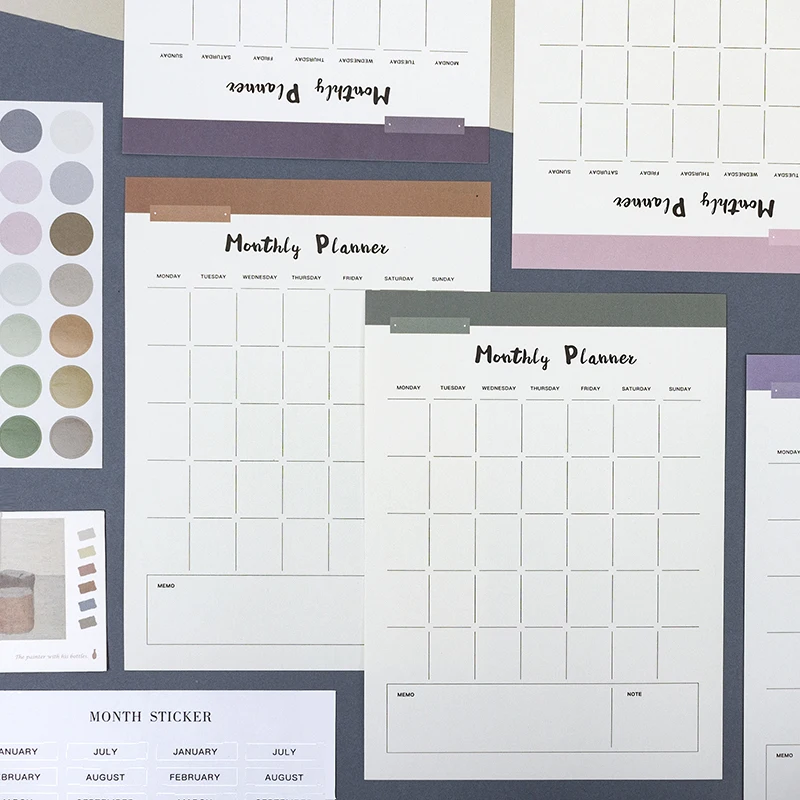 

Morandi Tune Theme Undated Monthly Planner Paper 20 Sheets A4 Agenda Gift