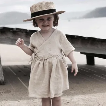 

Ins European and American Style Summer Yellow Dress New Girls Skin-friendly Lace Personalized Pink Princess Dress