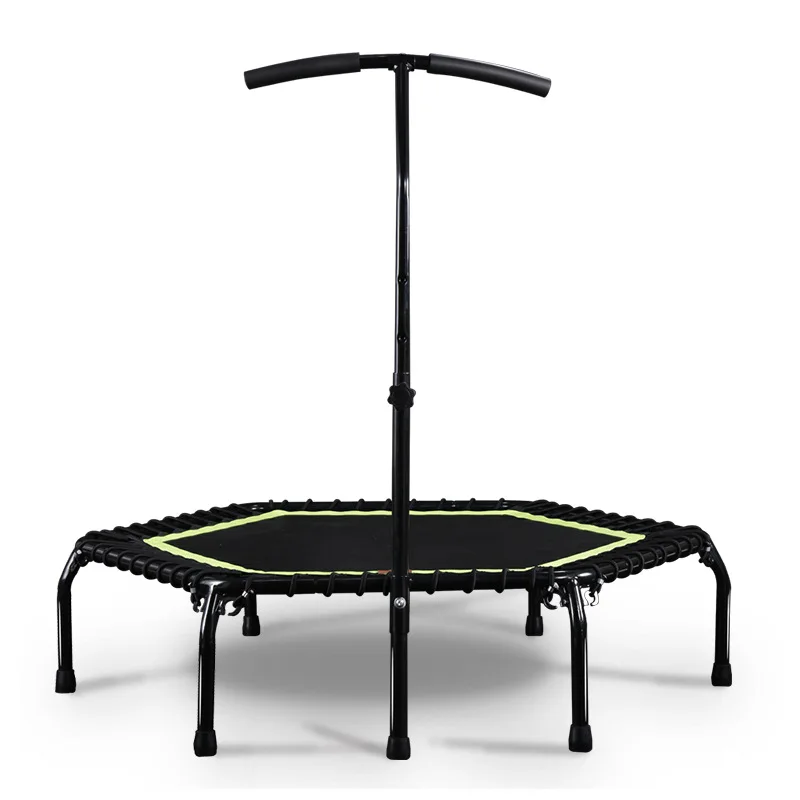 45 Inch Foldable Fitness Trampoline With Handle For Adults Kids Indoor Outdoor Silent Jumping Bed Aerobic Exercise Load 300kg