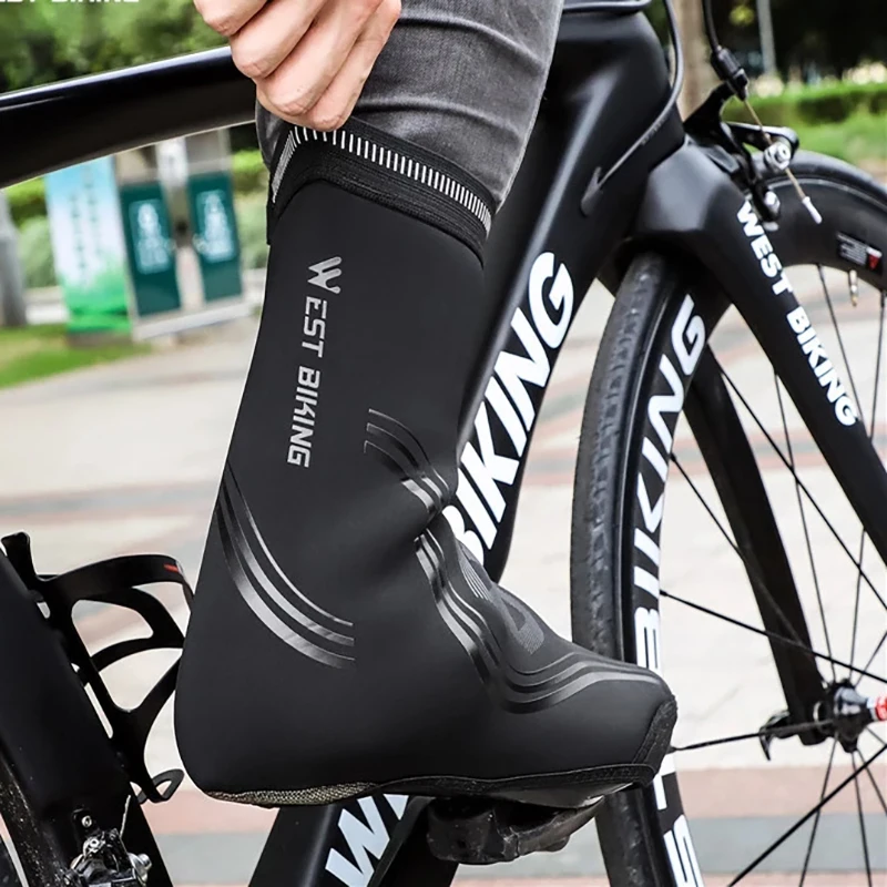 Winter Warm Cycling Shoe Covers MTB Road Bike Boot Covers Reflective Windproof Overshoes Toe Warmer Protector Men Neoprene Black