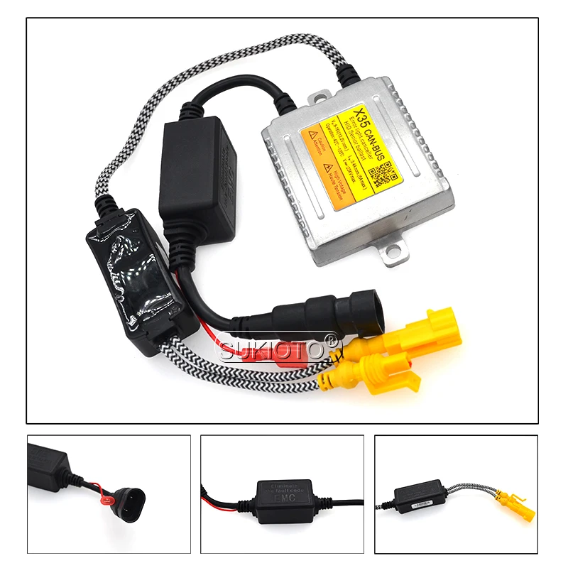 SUKIOTO 2PCS Premium 12V DLT Canbus HID Ballast For Auto Xenon Lamp Bulbs H1 H7 H11 D2H 35W AC HID Decoder Canbus Xenon Ballast (7)