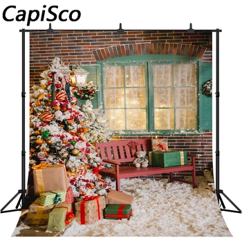 

Capisco Photography Background Winter Snowflake Christmas Tree Flash window Decoration Backdrops Photo Studio Backdrop Photocall