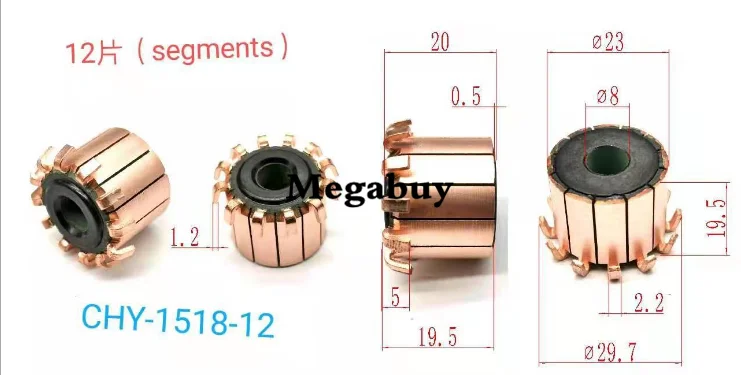 Mini Gear Motor Gear Motor 8*23*19.5mm 12P 1 100 PCS Teeth Copper Hook Type Electrical Motor Commutator Car motor
