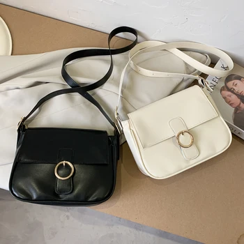 

New Fashion Vintage Messenger Bag Women Female Quality PU Leather Crossbody Bags Solid Color Travel Small Shoulder Handbags 2020