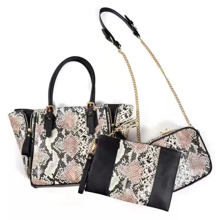 

Foreign Trade New Style 2019PU Snakeskin Seven Sets Fashion Handbag Shoulder Cross-body Bucket Simple Customizable Processing