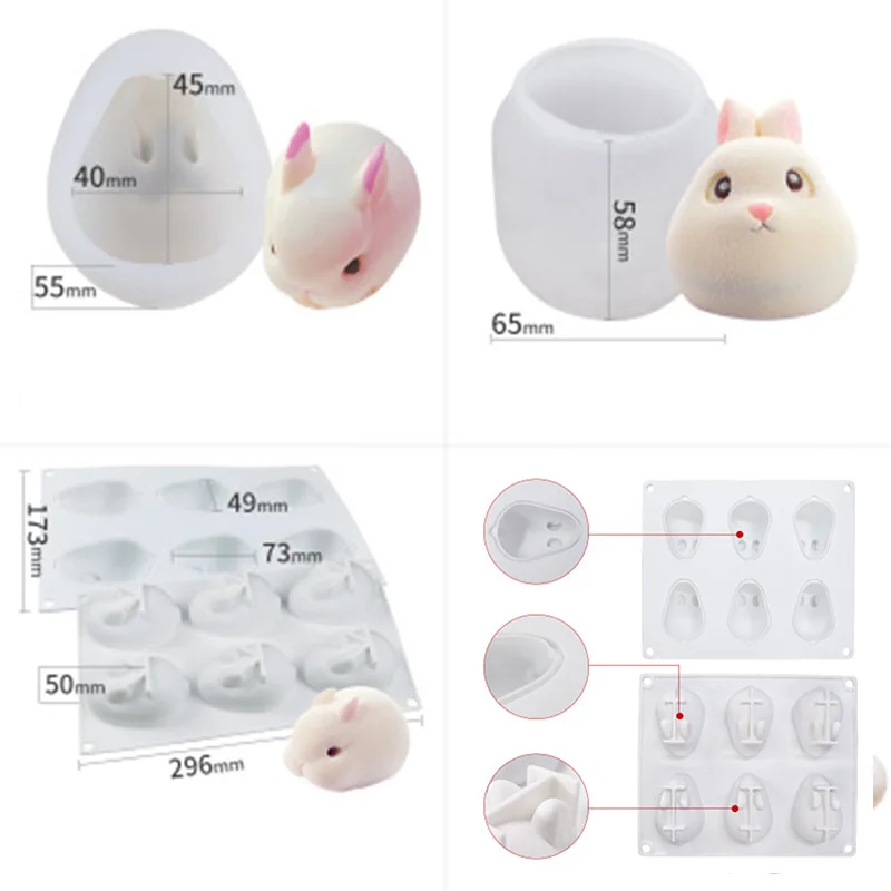 

Hot 3D Cake Decorating Silicone Molds Bunny Rabbit Silicone Molds for Baking Dessert Cake Mold XJS789