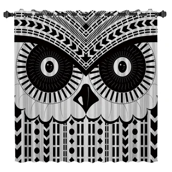 

Abstract Geometric Art Owl Pattern Window Treatments Curtains Valance Window Curtains Dark Bathroom Curtains Bedroom Kitchen