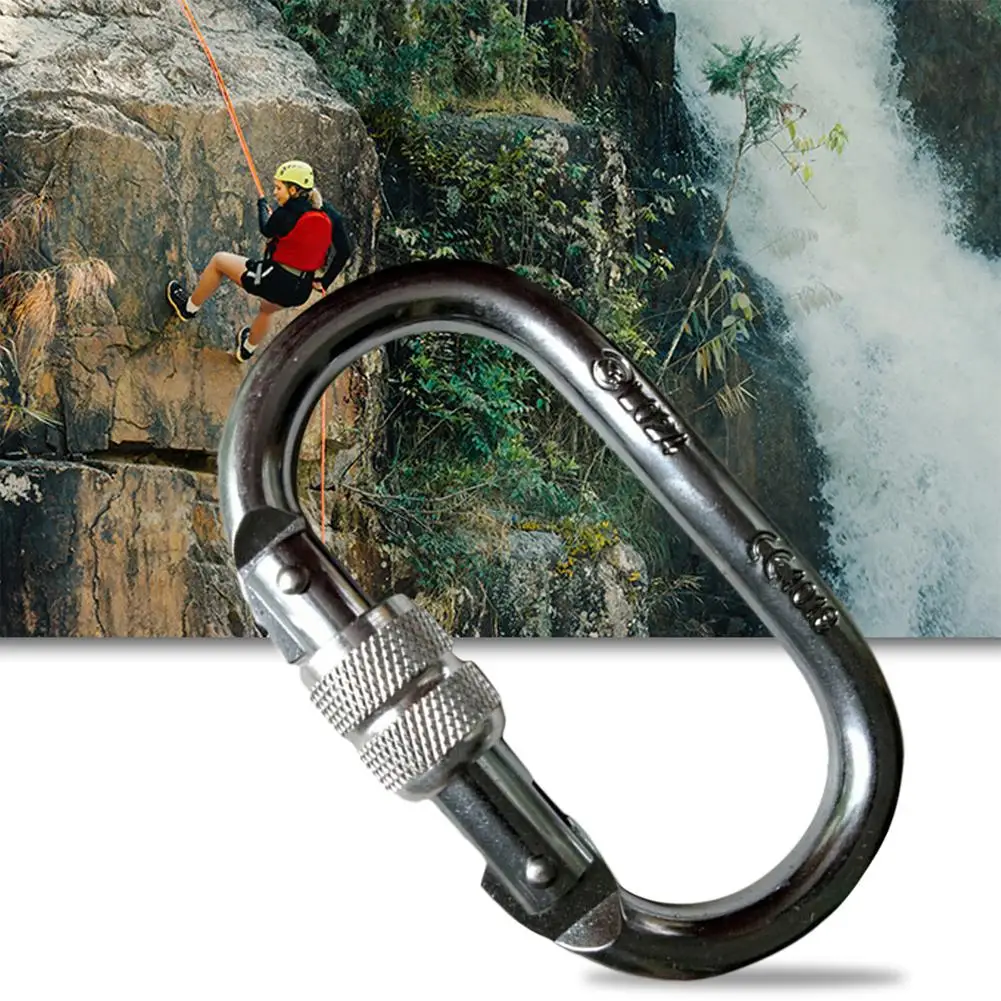 

Dragonpad Stainless Steel Carabiner Caving Mountaineering D Shaped Safety Master Screw Climbing Lock Buckle Equipment Karabiner