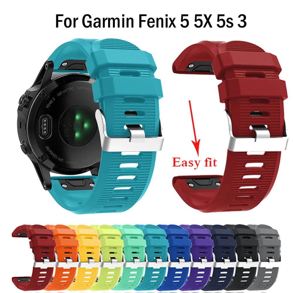 

20mm 22mm 26mm QuickFit Band for Garmin Fenix 6X 6 6S /5 5X 5S Plus 3HR Silicone Strap for Forerunner 945 935/Instinct Watchband