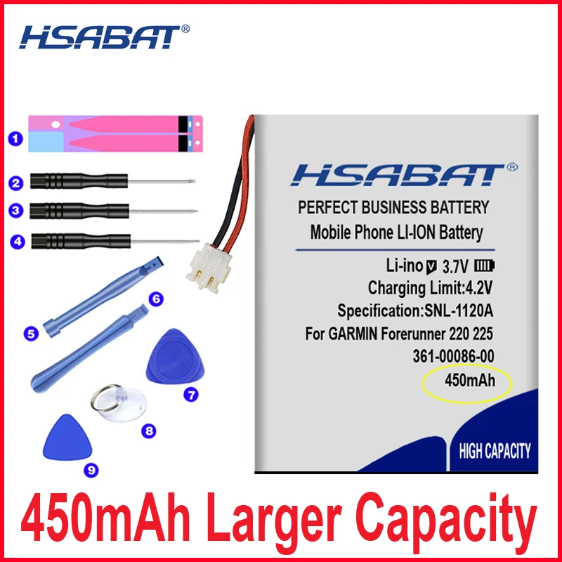HSABAT 0 Cycle 450mAh 361-00072-00 361-00086-00 gps спортивные часы батарея для GARMIN Forerunner 220 225 230 235 620 630