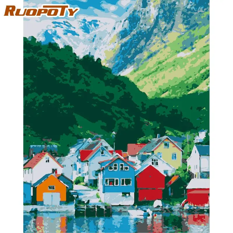 

RUOPOTY 60x75 см Раскрашивание рамы по номерам красочная домашняя краска по номерам для взрослых Акриловая Краска на холсте домашние декорации художественные изделия